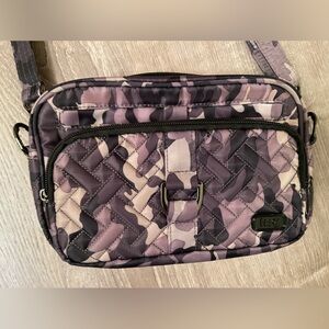 lug Quilted Camouflage Crossbody Bag in Gray, Black